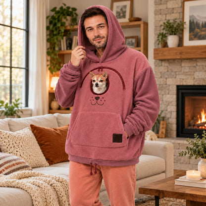 Men's Small Dog Pouch Hoodie - Hands-Free Pet Carrier