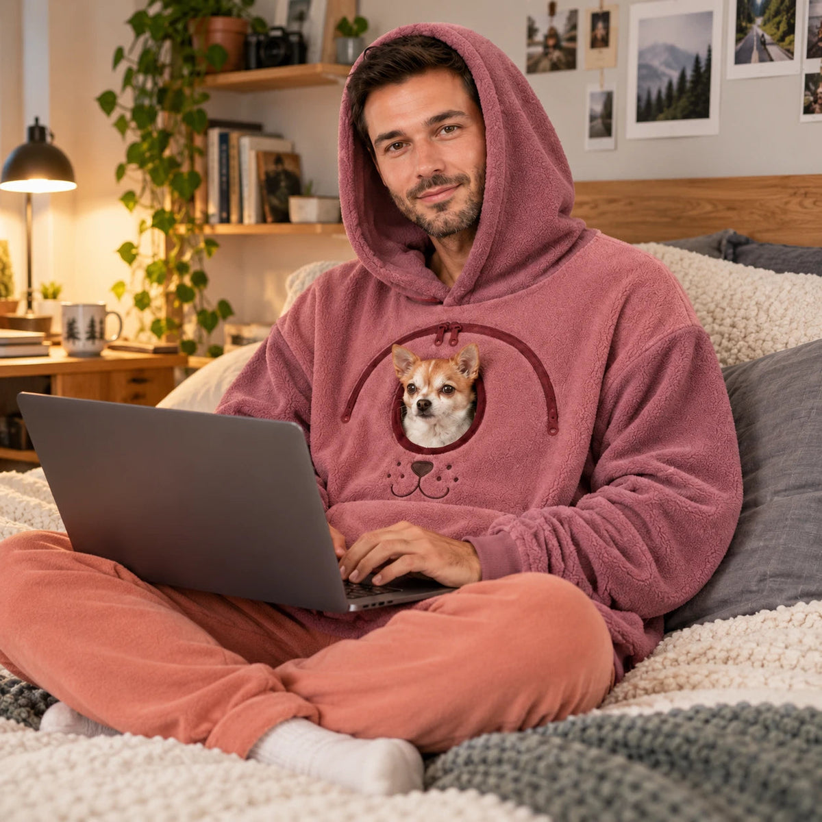 Men's Small Dog Pouch Hoodie - Hands-Free Pet Carrier