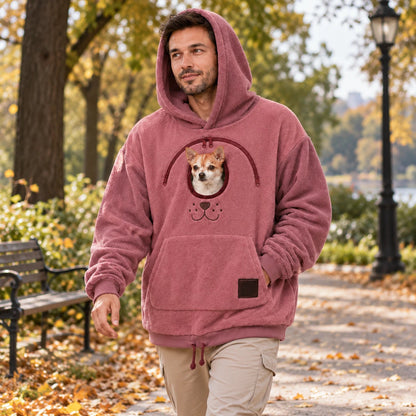 Men's Small Dog Pouch Hoodie - Hands-Free Pet Carrier