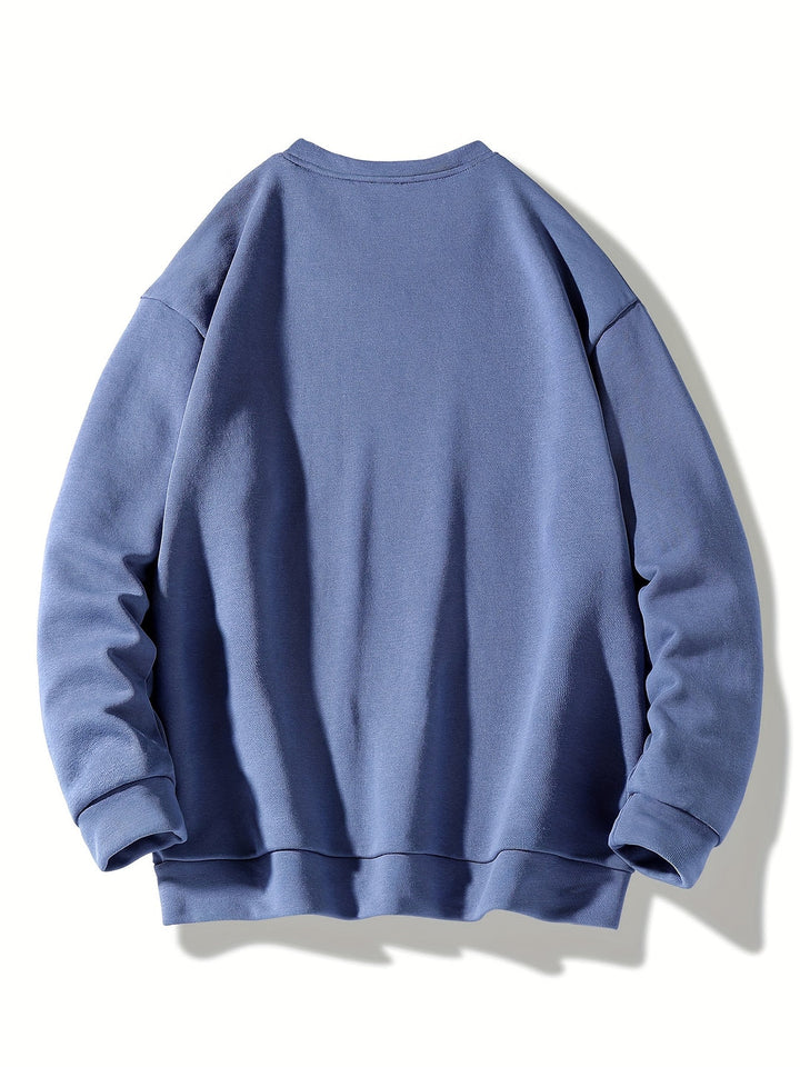 Men's Solid Crew Neck Sweatshirt - Casual Everyday Wear