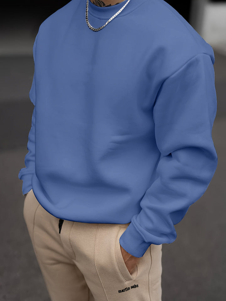 Men's Solid Crew Neck Sweatshirt - Casual Everyday Wear
