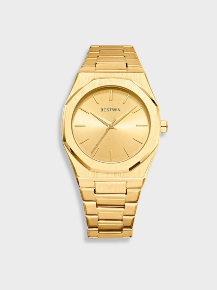 Men's Stainless Steel Vintage Watch - Classic Elegance - Gold