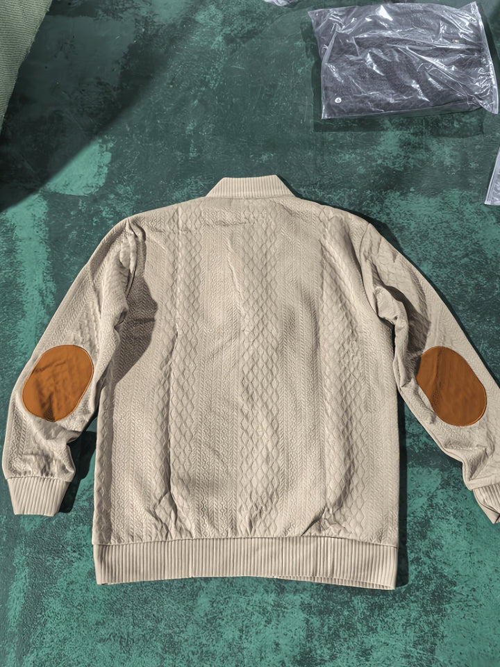Men's Stand Collar Button Henley Sweater - Textured Knit