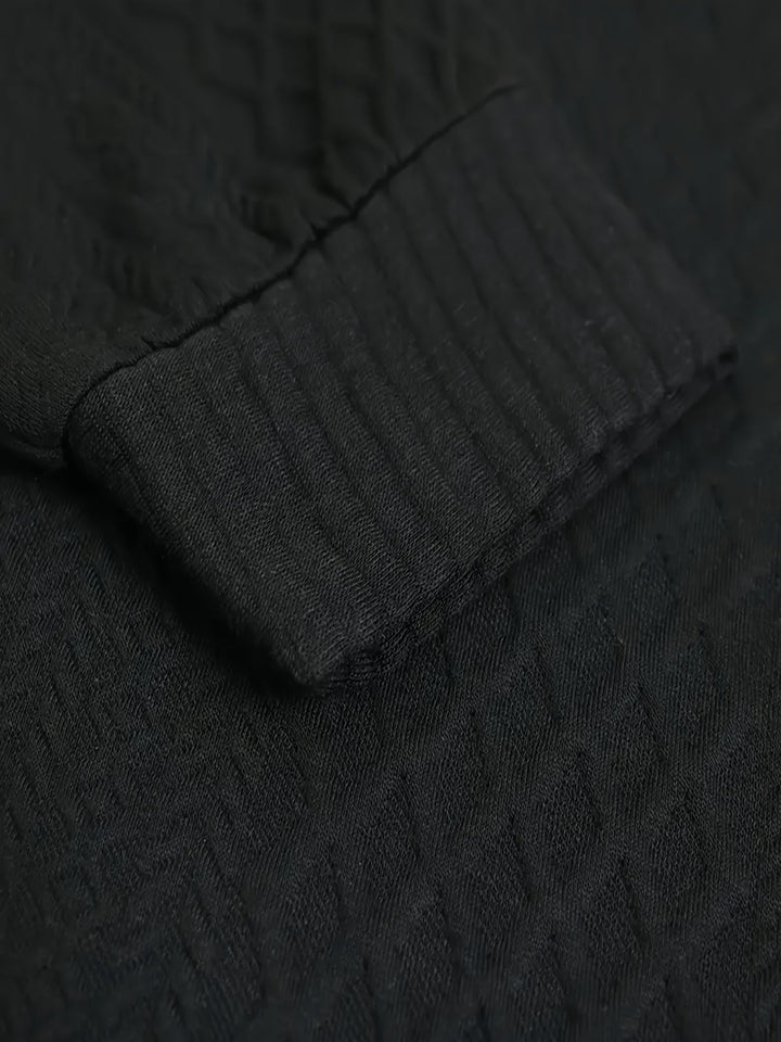 Men's Stand Collar Button Henley Sweater - Textured Knit