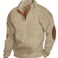 Men's Stand Collar Button Henley Sweater - Textured Knit