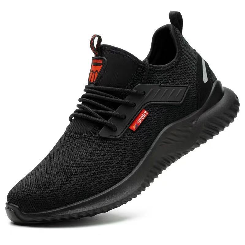 Men's Steel Toe Work Shoes - Comfortable Safety Sneakers - Black