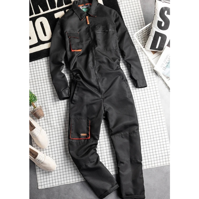 Men's Straight Overall with Zipper - Spring Work Wear - Black