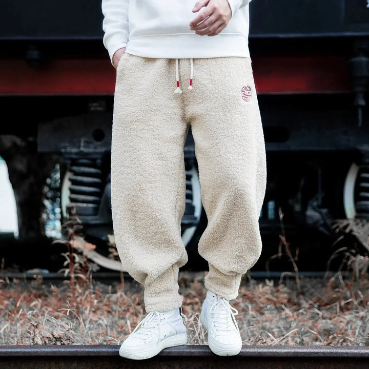 Men's Straight Pants with Drawstring - Winter Comfort