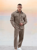 Men's Straight Two-Piece Set - Button-Up Spring Outfit
