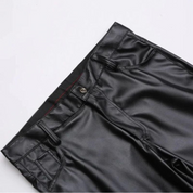 Men's Stretch PU Leather Pants - Slim Fit Black