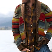 Men's Striped Cardigan - Modern Vest Style - M