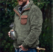 Men's Sweater with Stand Collar - Casual Comfort - Green