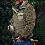 Men's Sweater with Stand Collar - Casual Comfort - Olive Green