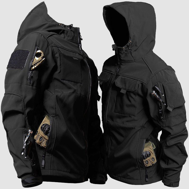 Men's Tactical Winter Jacket - Warm & Functional Outdoor Coat - Black