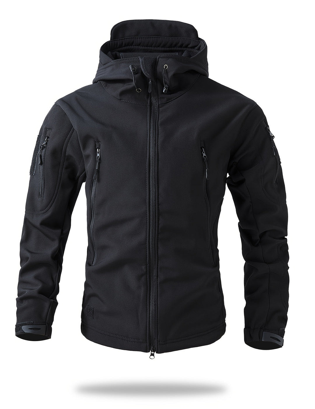 Men's Tactical Winter Jacket - Warm Outdoor Cargo - Black