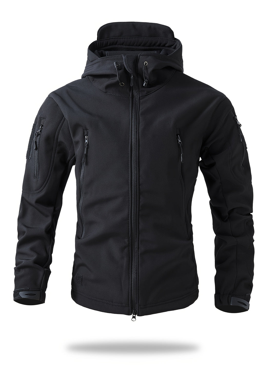 Men's Tactical Winter Jacket - Warm Outdoor Cargo - Black