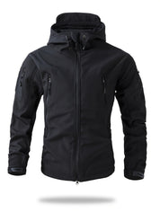 Men's Tactical Winter Jacket - Warm Outdoor Cargo - Black