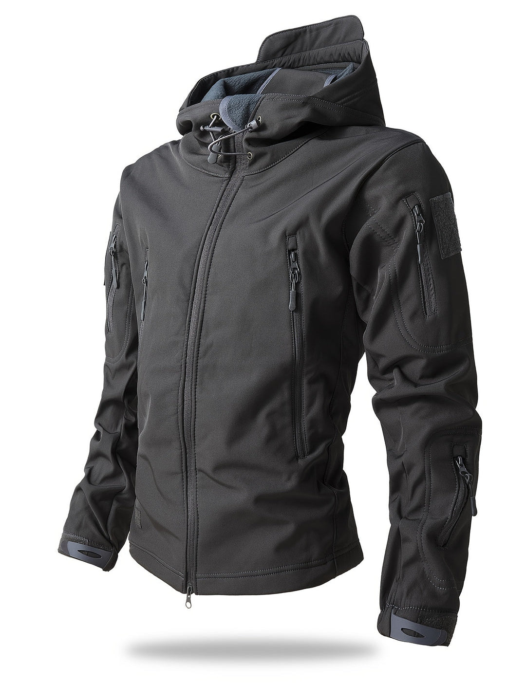 Men's Tactical Winter Jacket - Warm Outdoor Cargo - Grey