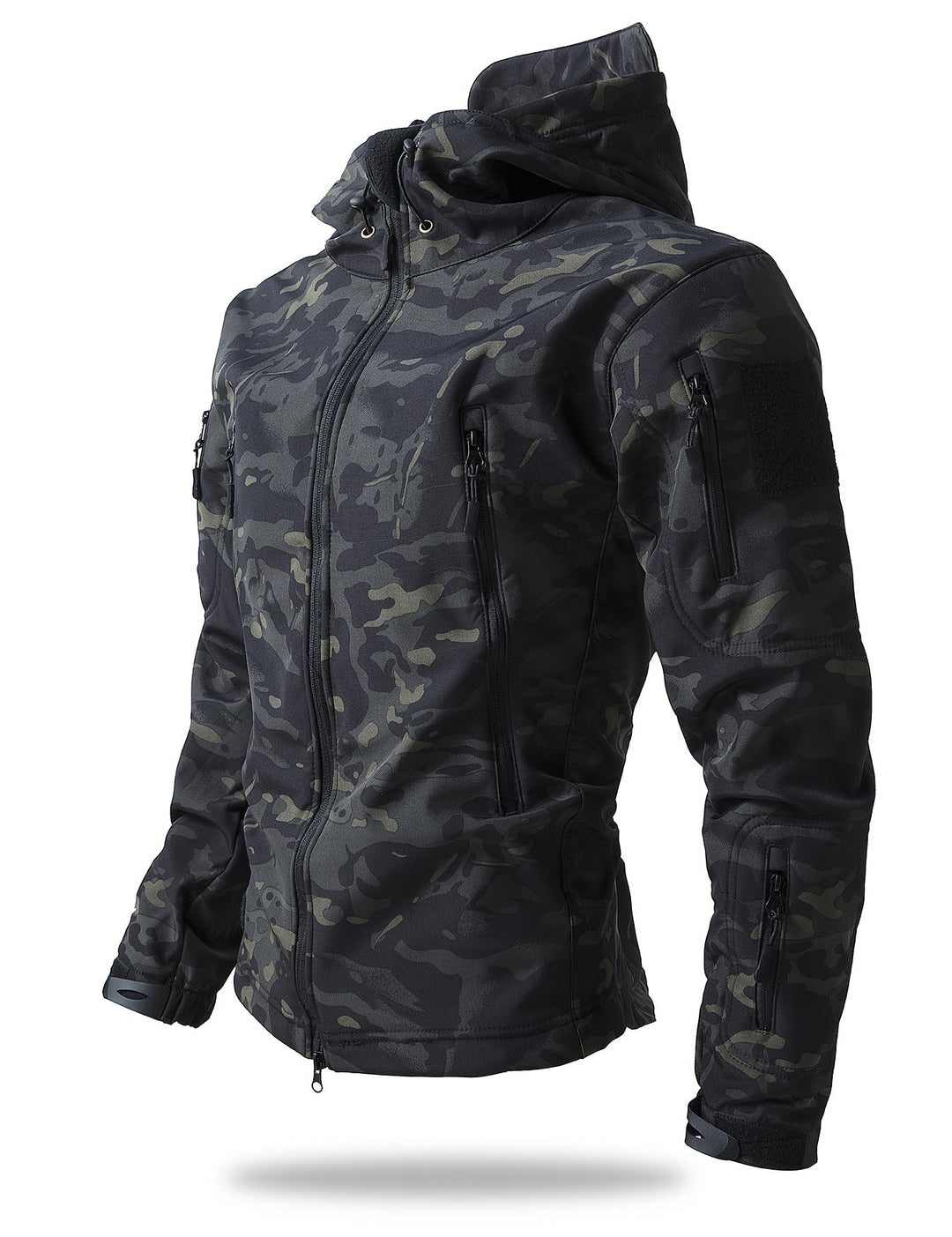 Men's Tactical Winter Jacket - Warm Outdoor Cargo - Night Camouflage