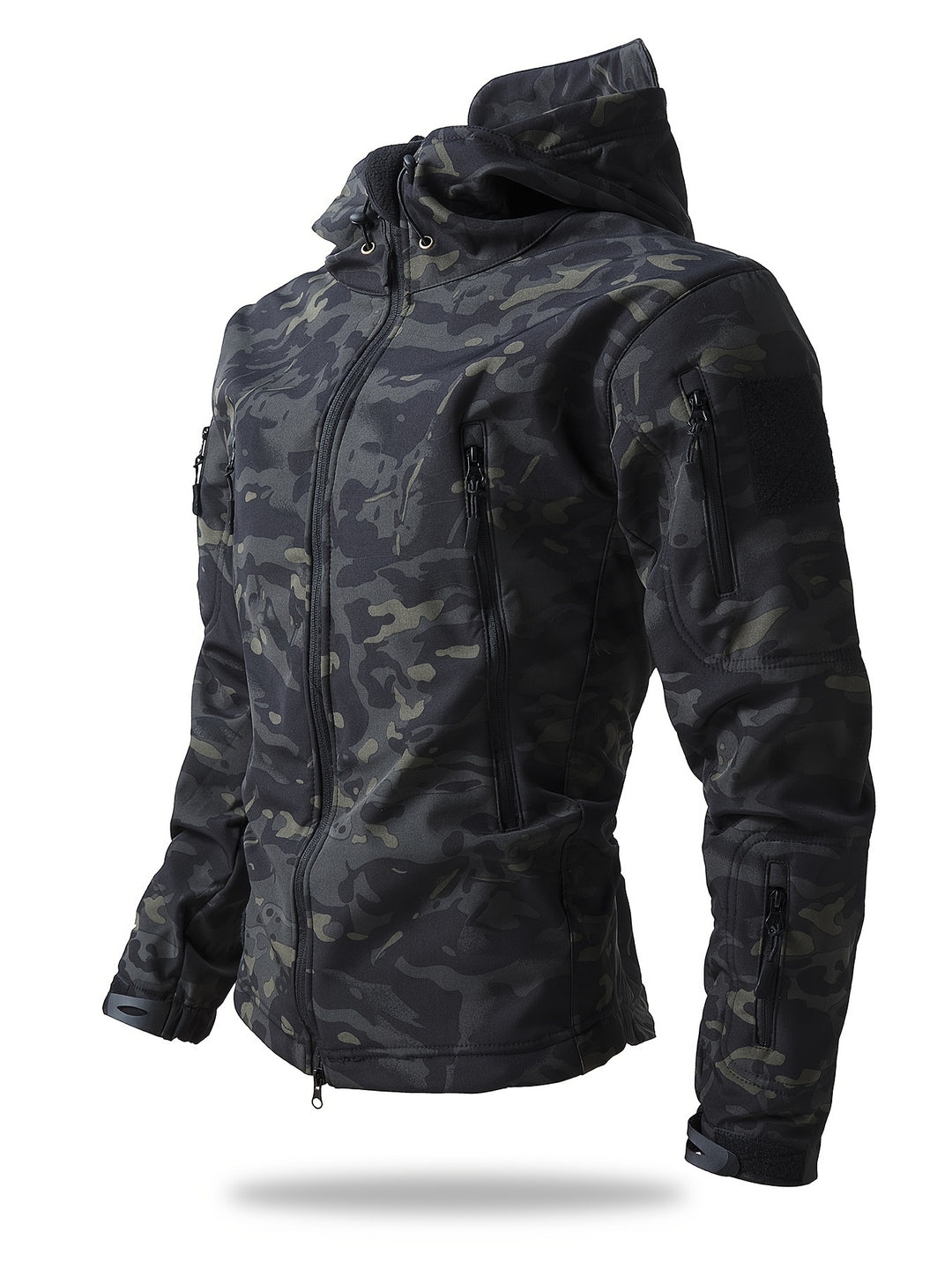 Men's Tactical Winter Jacket - Warm Outdoor Cargo - Night Camouflage