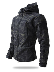 Men's Tactical Winter Jacket - Warm Outdoor Cargo - Night Camouflage