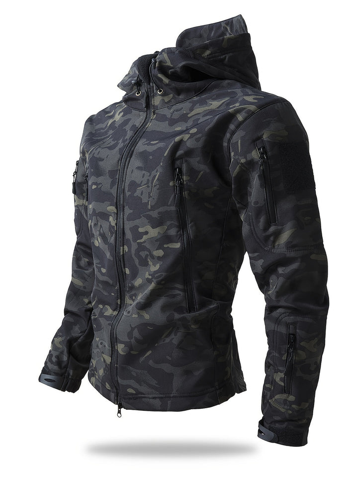 Men's Tactical Winter Jacket - Warm Outdoor Cargo - Night Camouflage