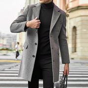 Men's Tailored Winter Coat - Long Elegant Fit - Grey