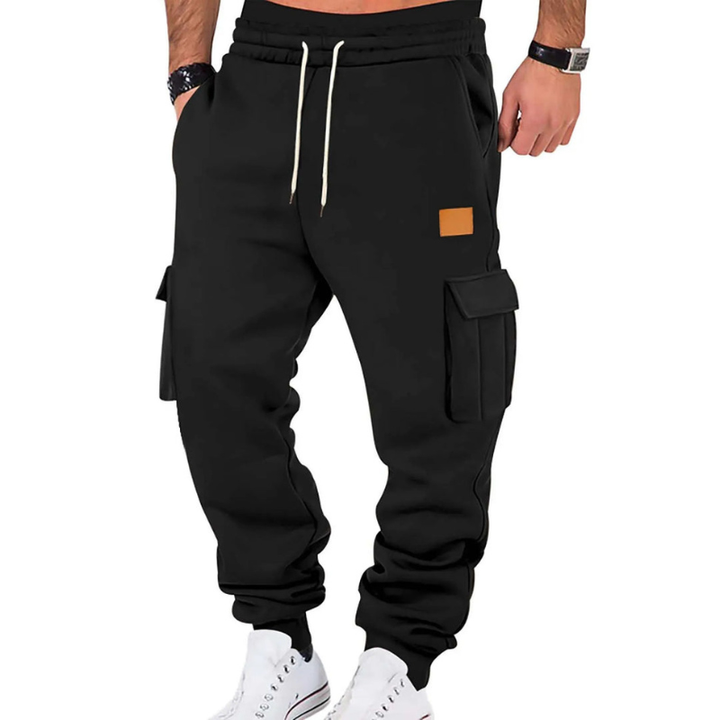 Men's Tapered Cargo Pants - Winter Casual Fit - Black