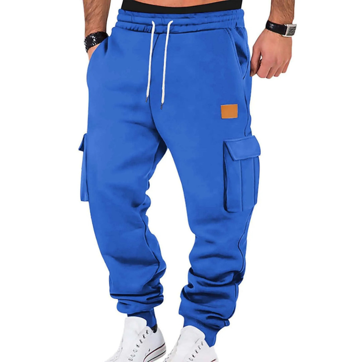 Men's Tapered Cargo Pants - Winter Casual Fit - Blue