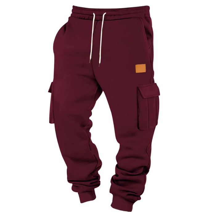 Men's Tapered Cargo Pants - Winter Casual Fit - Burgundy