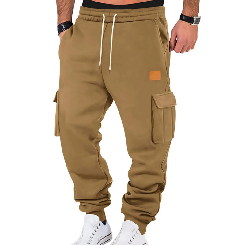 Men's Tapered Cargo Pants - Winter Casual Fit - Camel
