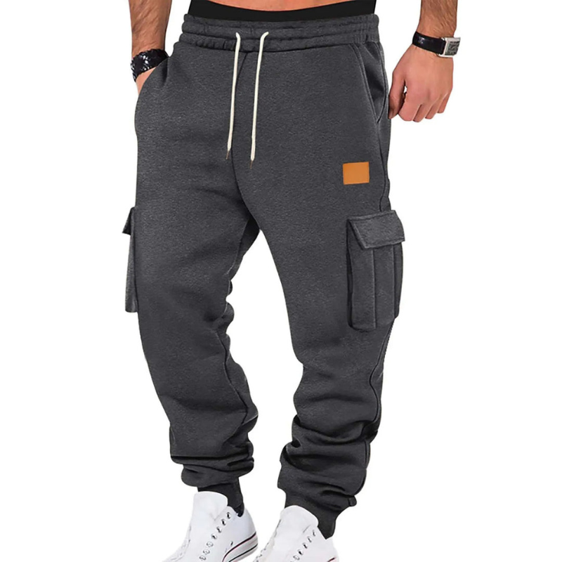 Men's Tapered Cargo Pants - Winter Casual Fit - Dark Grey