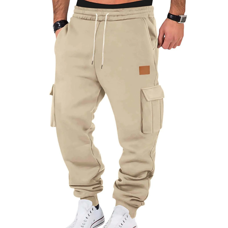 Men's Tapered Cargo Pants - Winter Casual Fit - Khaki
