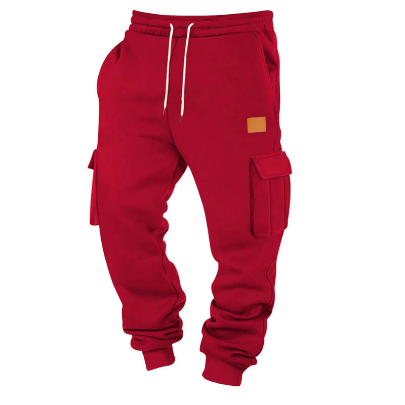 Men's Tapered Cargo Pants - Winter Casual Fit - Red