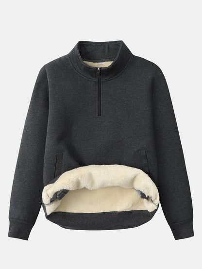 Men's Teddy Fleece Quarter-Zip Sweatshirt – Warm Cotton Blend
