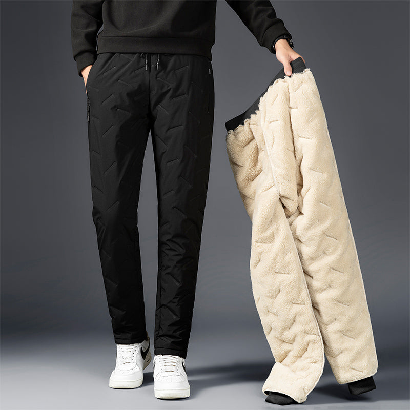Men's Thick Wool Winter Joggers - Warm & Comfortable - Black