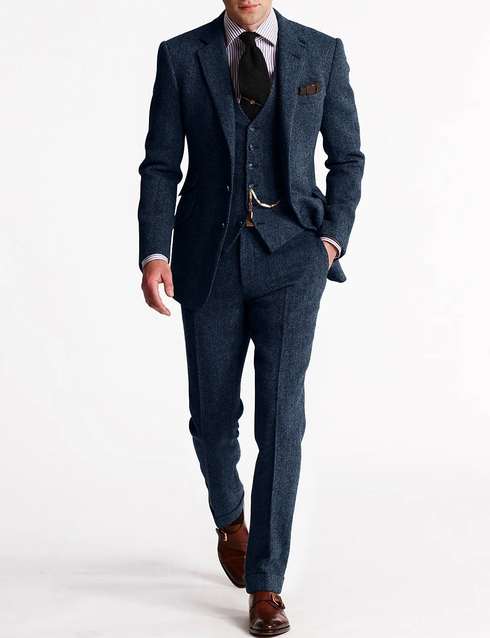 Men's Three-Piece Suit - Formal Business & Event Wear - Blue
