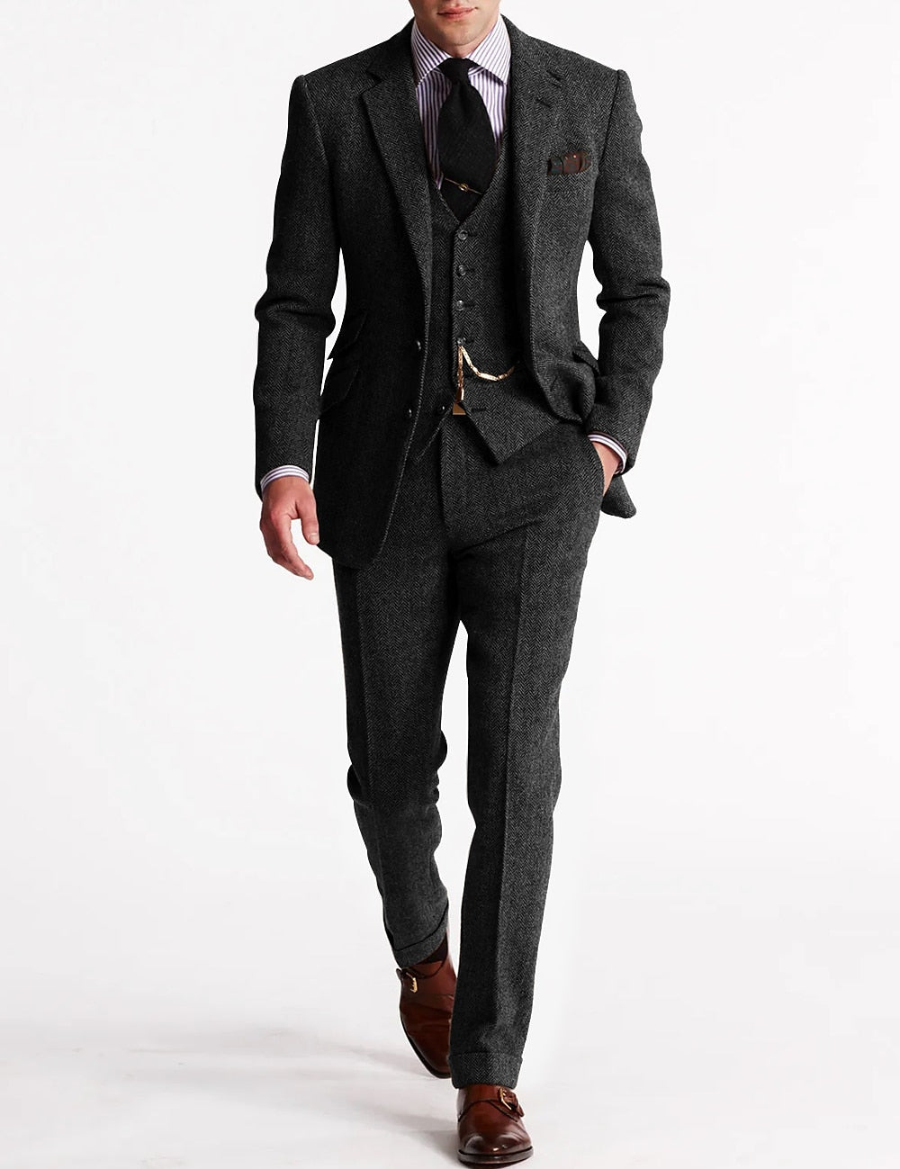 Men's Three-Piece Suit - Formal Business & Event Wear - Grey