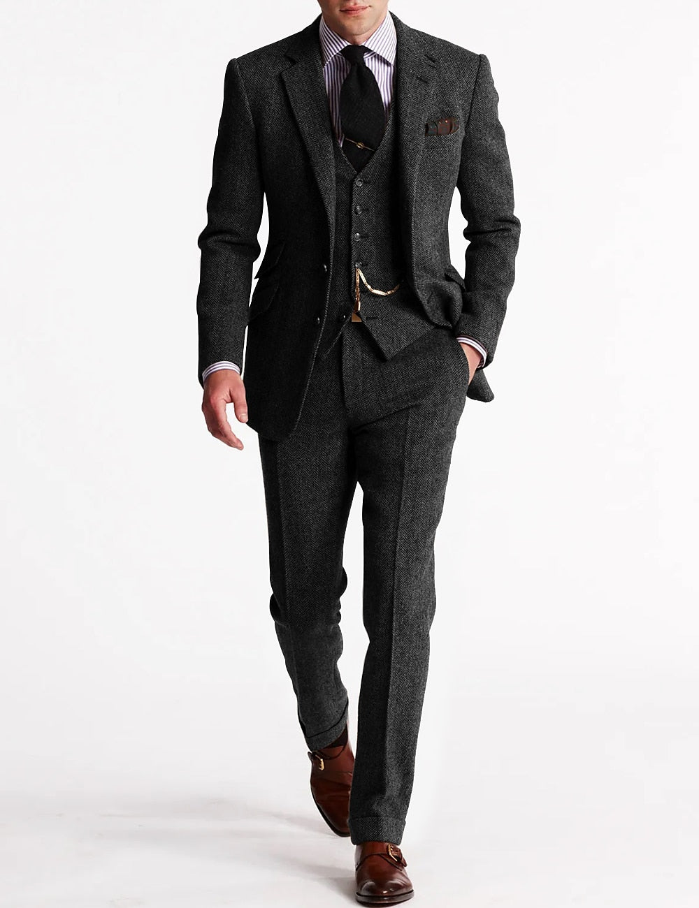 Men's Three-Piece Suit - Formal Business & Event Wear - Grey