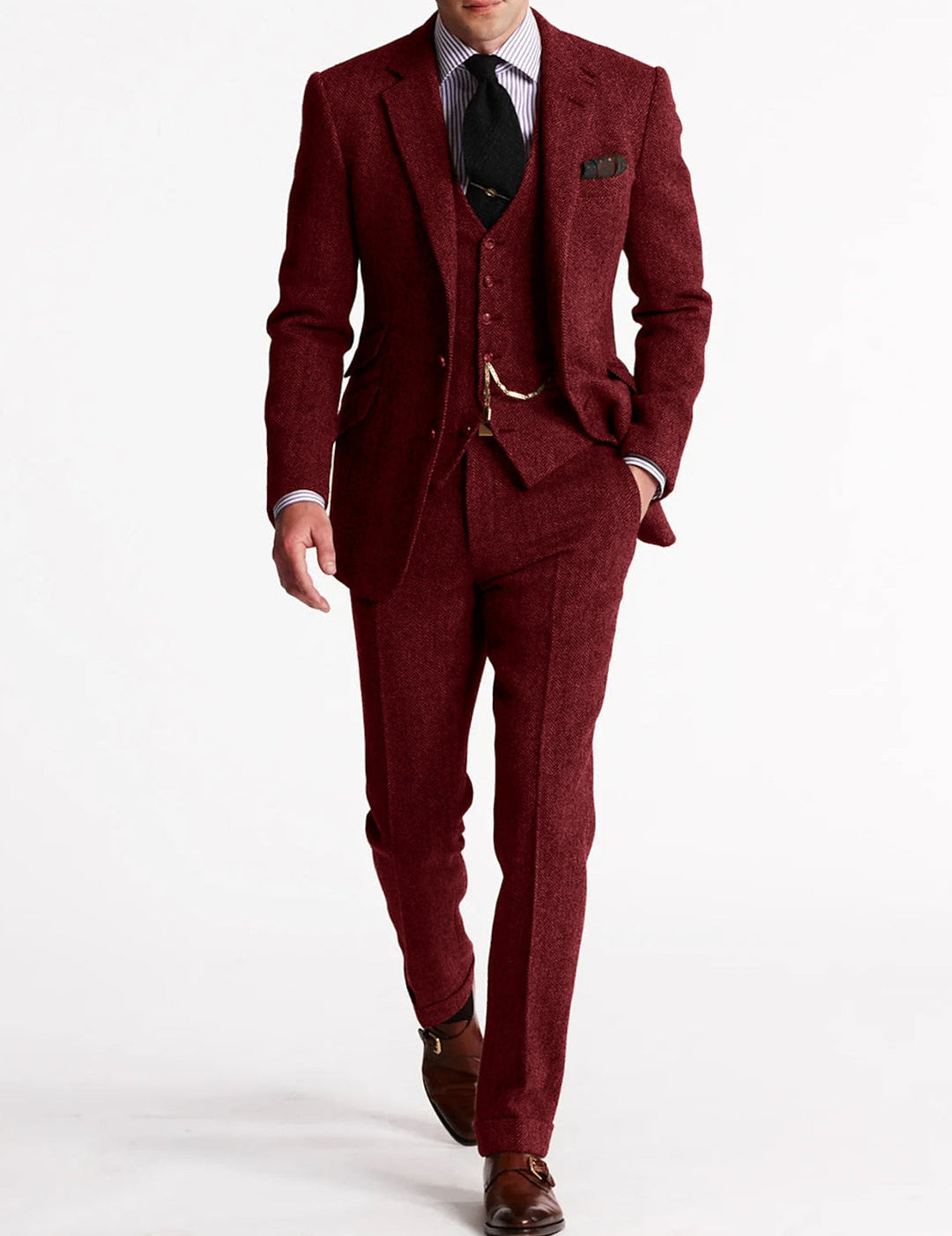 Men's Three-Piece Suit - Formal Business & Event Wear - Red