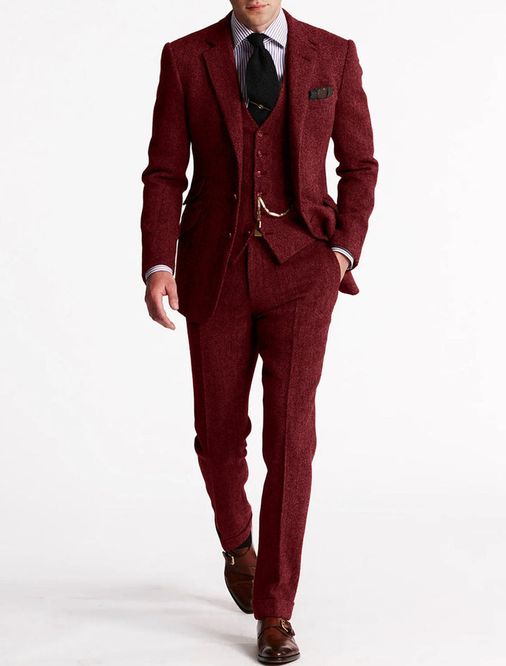Men's Three-Piece Suit - Formal Business & Event Wear - Red