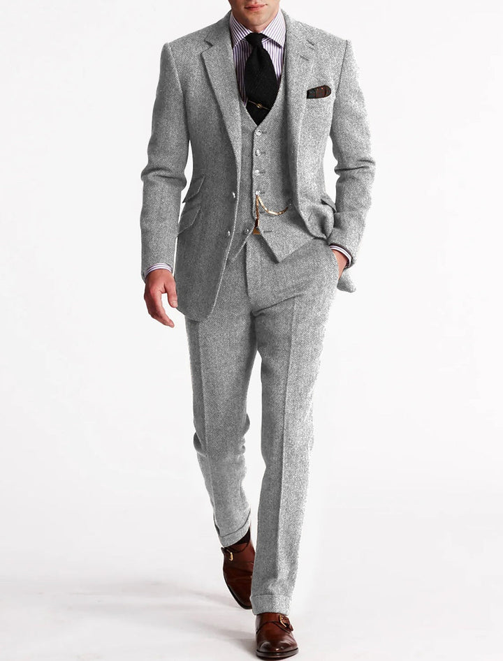 Men's Three-Piece Suit - Formal Business & Event Wear - Silver