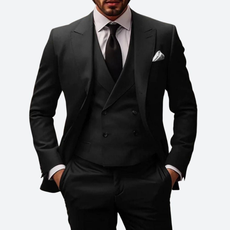 Men's Three-Piece Suit - Slim Fit Formal - Black