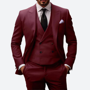 Men's Three-Piece Suit - Slim Fit Formal - Dark Red