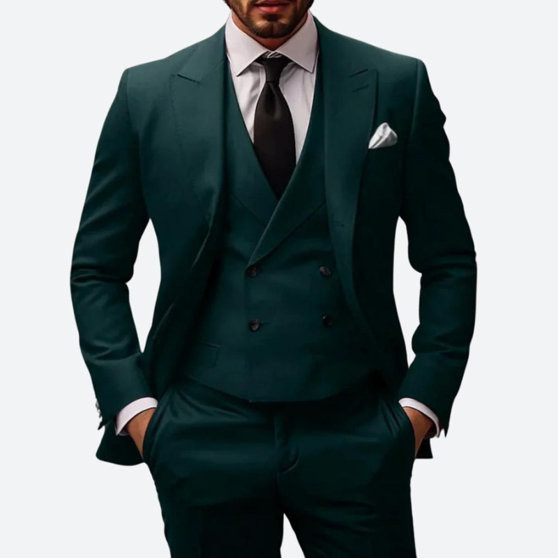 Men's Three-Piece Suit - Slim Fit Formal - Green