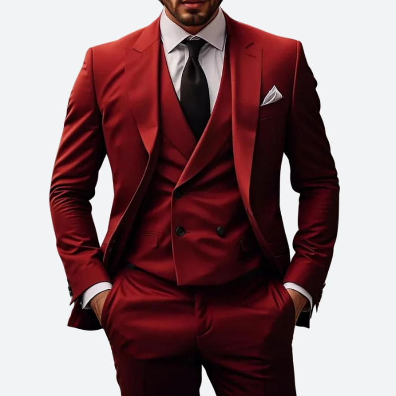 Men's Three-Piece Suit - Slim Fit Formal - Red