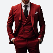 Men's Three-Piece Suit - Slim Fit Formal - Red