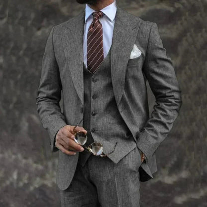 Men's Three-Piece Suit with Waistcoat in charcoal, Classic Formal