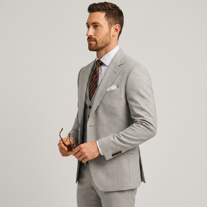 Men's Three-Piece Suit with Waistcoat - Classic Formal