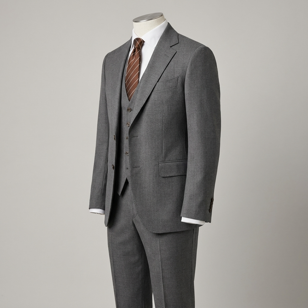 Men's Three-Piece Suit with Waistcoat - Classic Formal